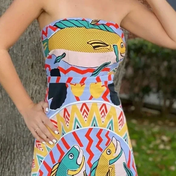 Anthropologie Multicolor Strapless Dress - Picture 2 of 12